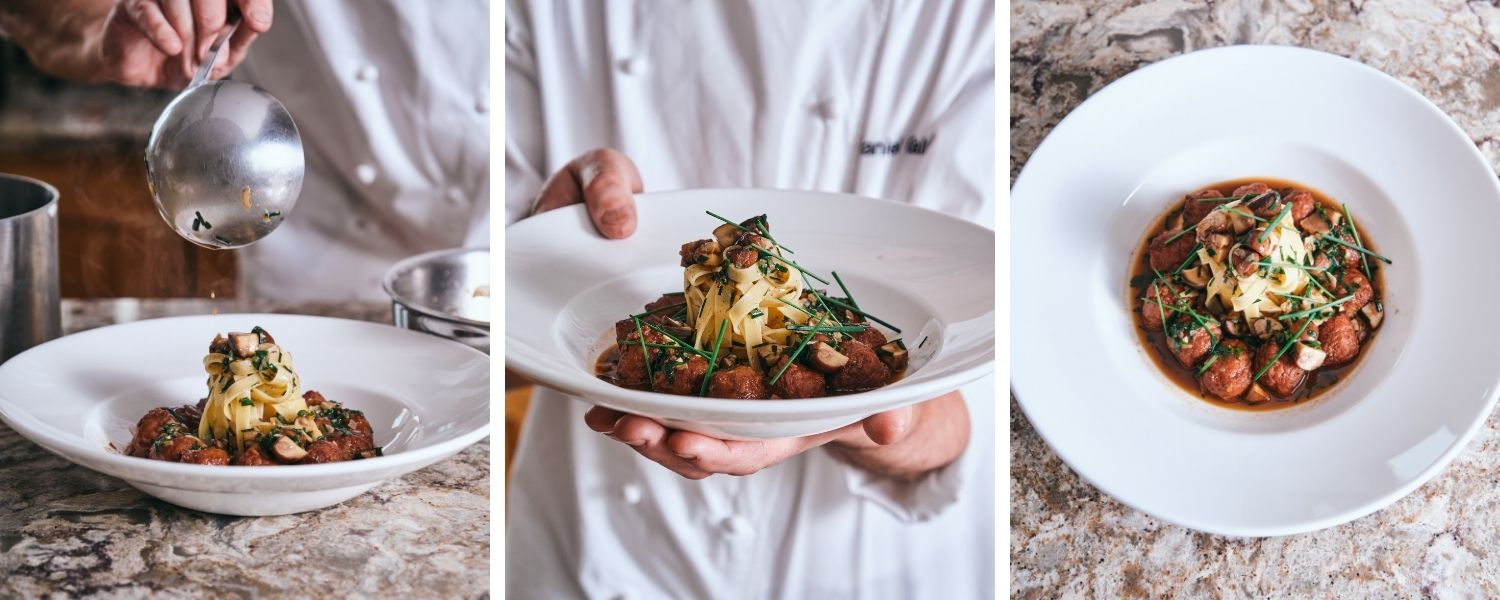 Smörgåsbord Meatballs with Mushrooms and Tagliatelle