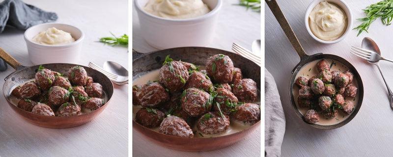 Smörgåsbord Meatballs with Tarragon and Mustard Creamy Sauce